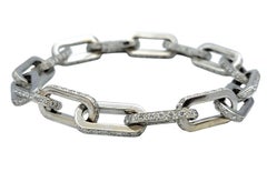 Bracciale A Link in oro bianco 18 carati lucido con diamanti tondi e brillanti