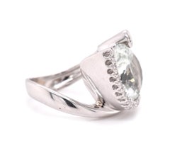 18 Karat White Gold Prasiolite and Diamond Fashion Ring