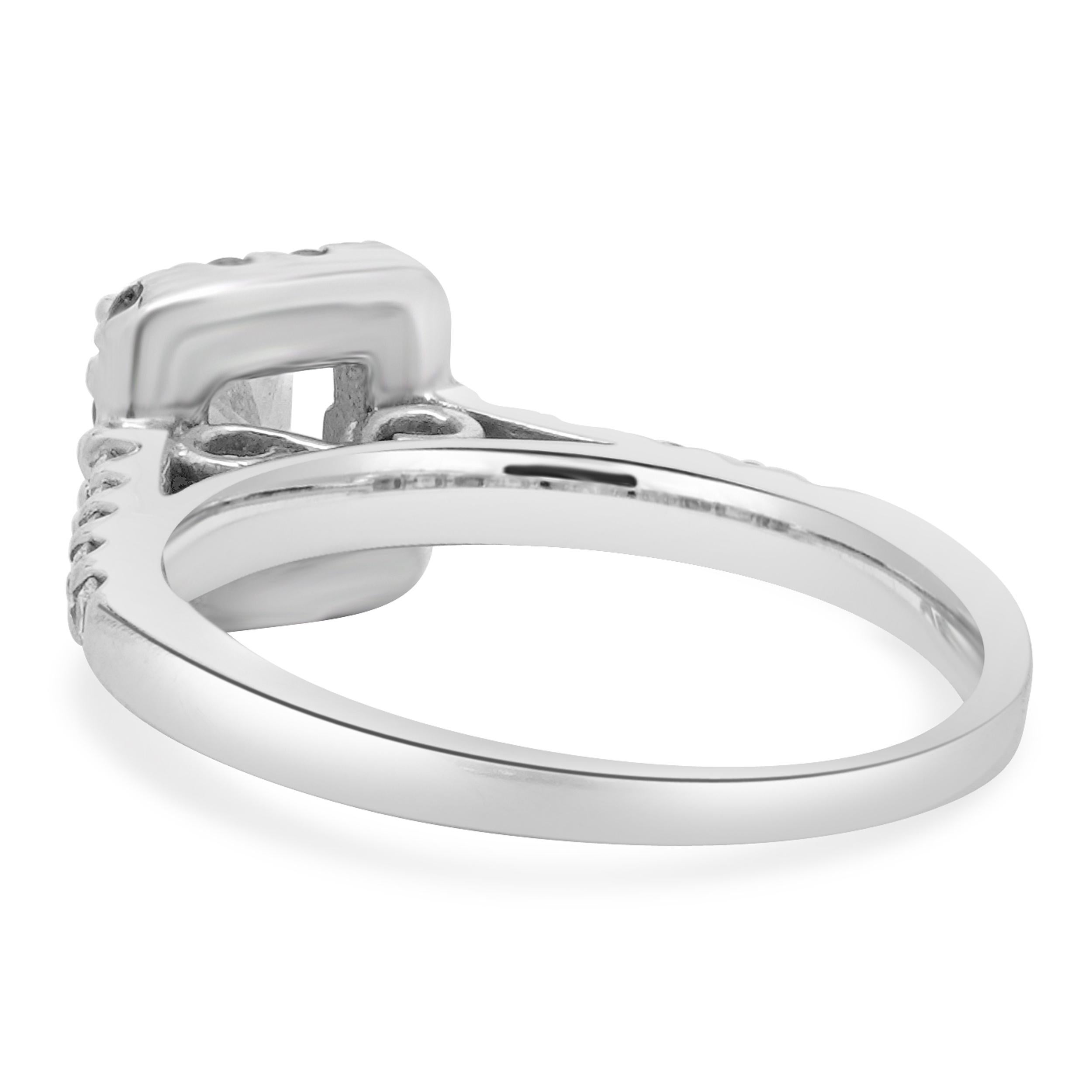 Taglio princess Anello di fidanzamento con diamante taglio principessa in oro bianco 18 carati in vendita