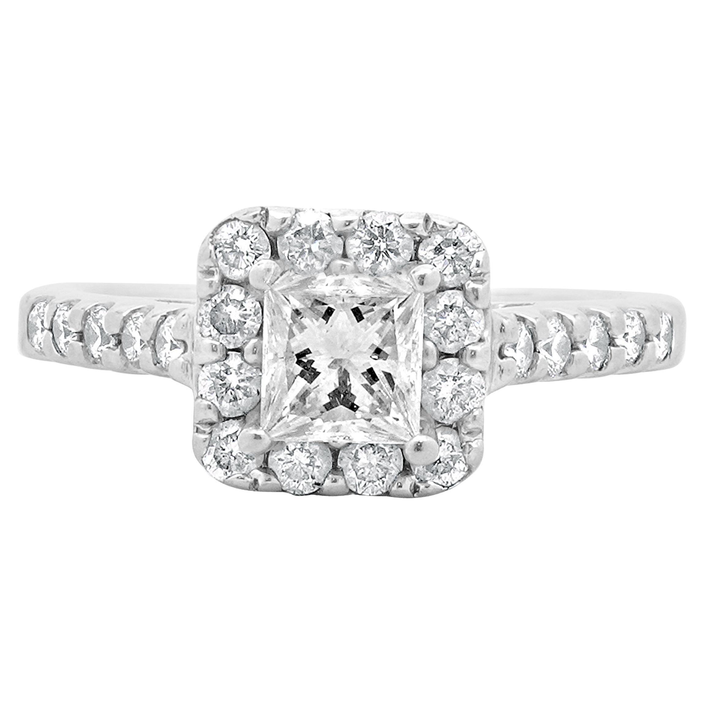 18 Karat White Gold Princess Cut Diamond Engagement Ring