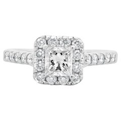 Used 18 Karat White Gold Princess Cut Diamond Engagement Ring