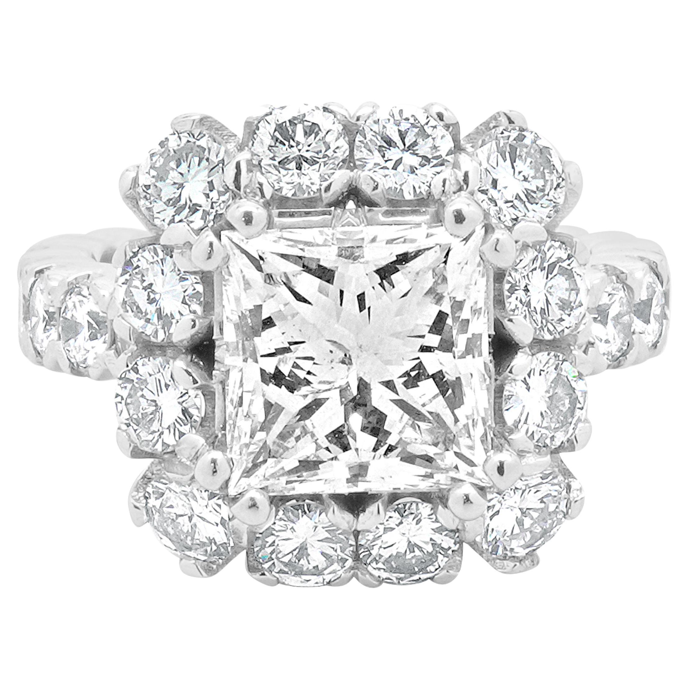 18 Karat White Gold Princess Cut Diamond Engagement Ring