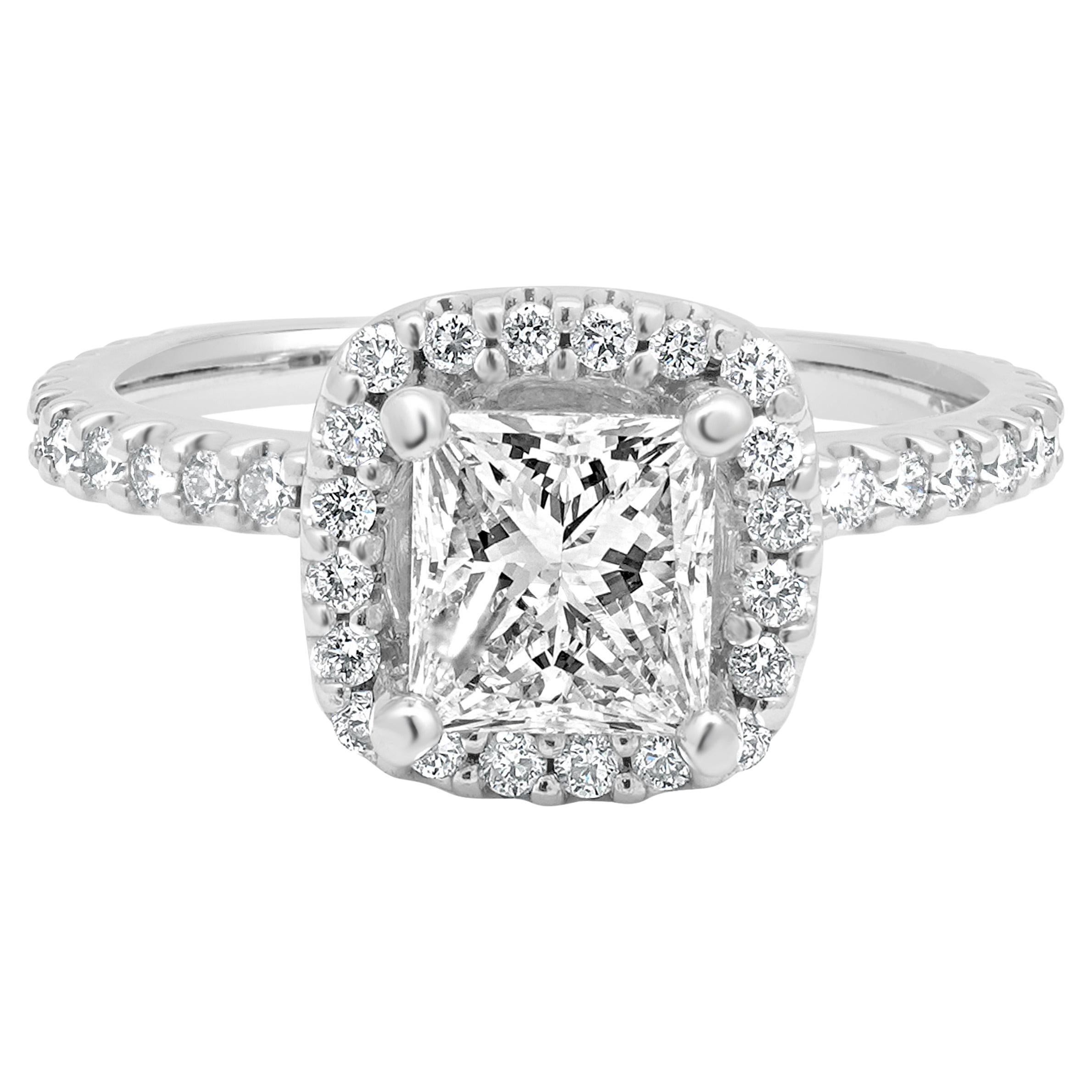 18 Karat White Gold Princess Cut Diamond Engagement Ring