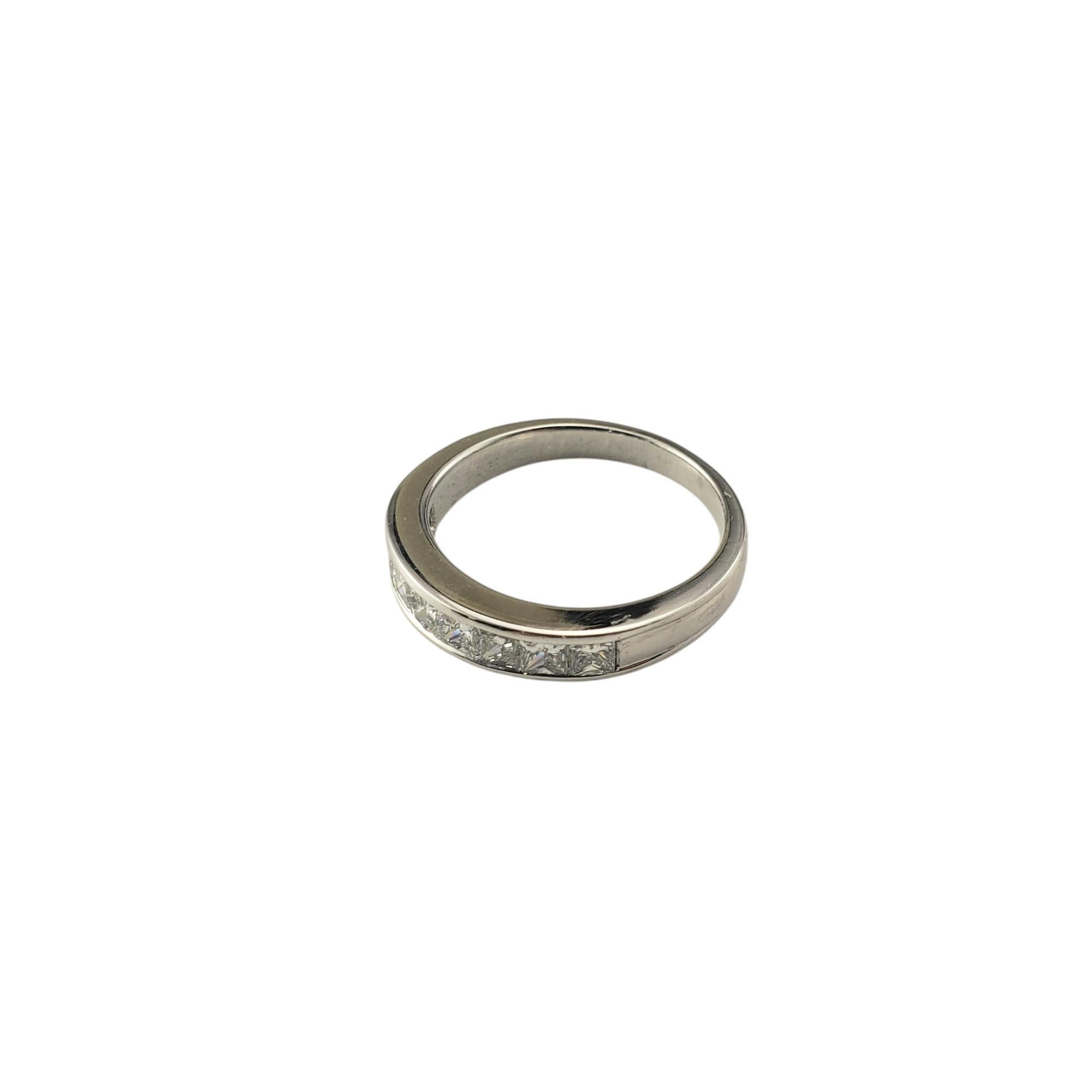 Contemporary 18 Karat White Gold Princess Cut Diamond Wedding Band Ring Size 5.25 #20757 For Sale