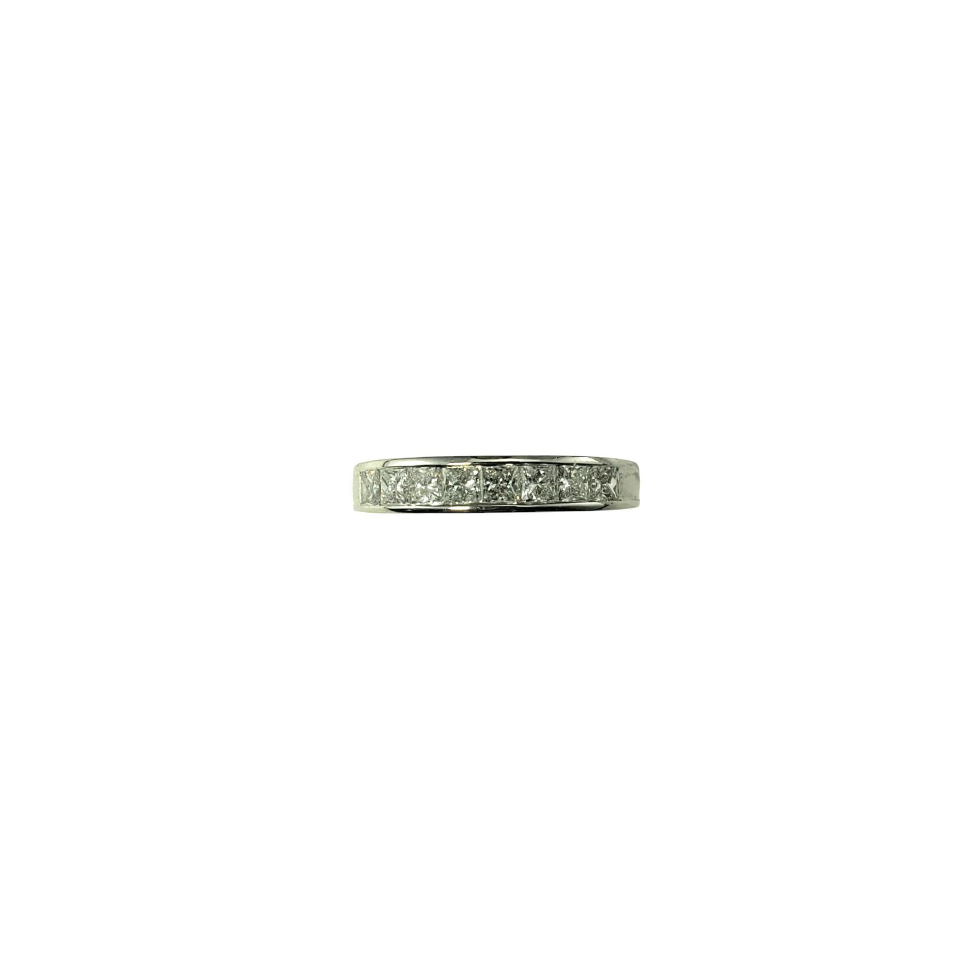 18 Karat White Gold Princess Cut Diamond Wedding Band Ring Size 5.25 #20757 For Sale
