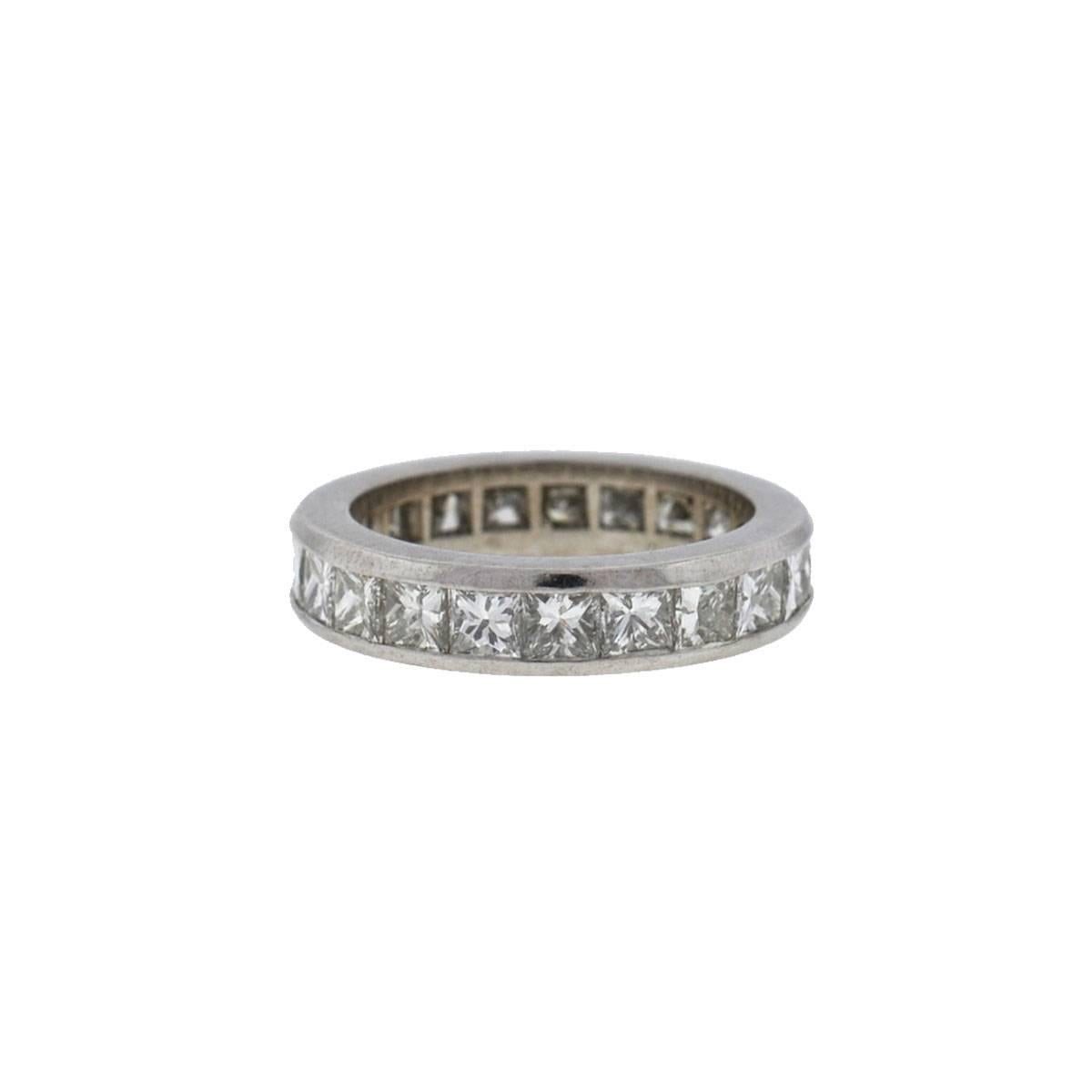 18 Karat White Gold Princess Cut Eternity Band In Excellent Condition In Boca Raton, FL