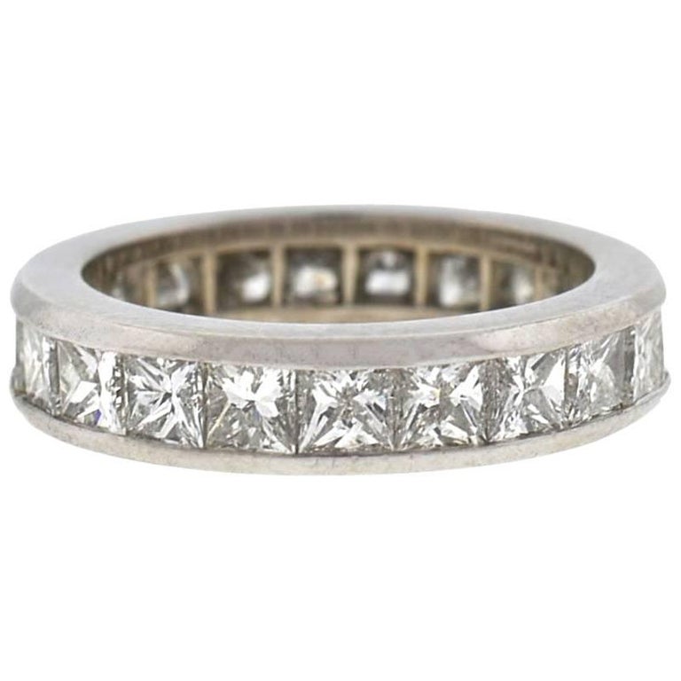 18K  3.68 CT PRINCESS CUT ETERNITY BAND