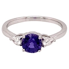 18 Karat White Gold Purple Sapphire 3-Stone Ring