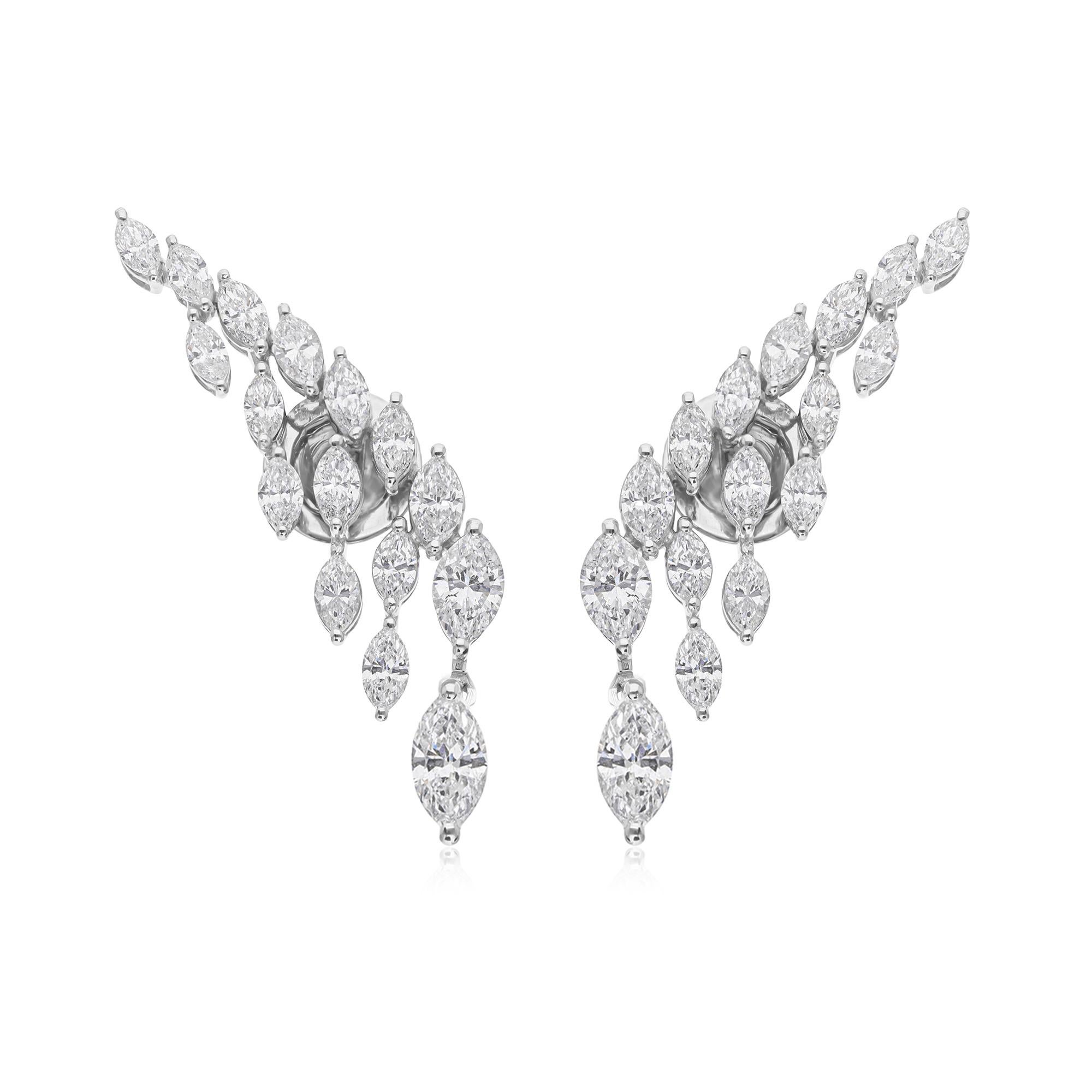 18 Karat White Gold Radiant 2.50 Carat Natural Diamond Ear Climber Earrings For Sale 2