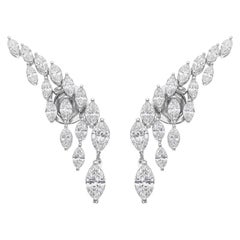 18 Karat Weißgold Radiant 2,50 Karat Naturdiamant Ohrclimber Ohrringe