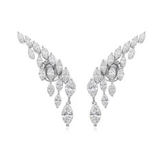 18 Karat White Gold Radiant 2.50 Carat Natural Diamond Ear Climber Earrings