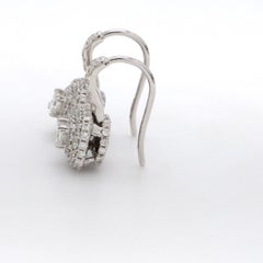 18 Karat White Gold Radiant Cut Diamond Double Halo Cocktail Earring