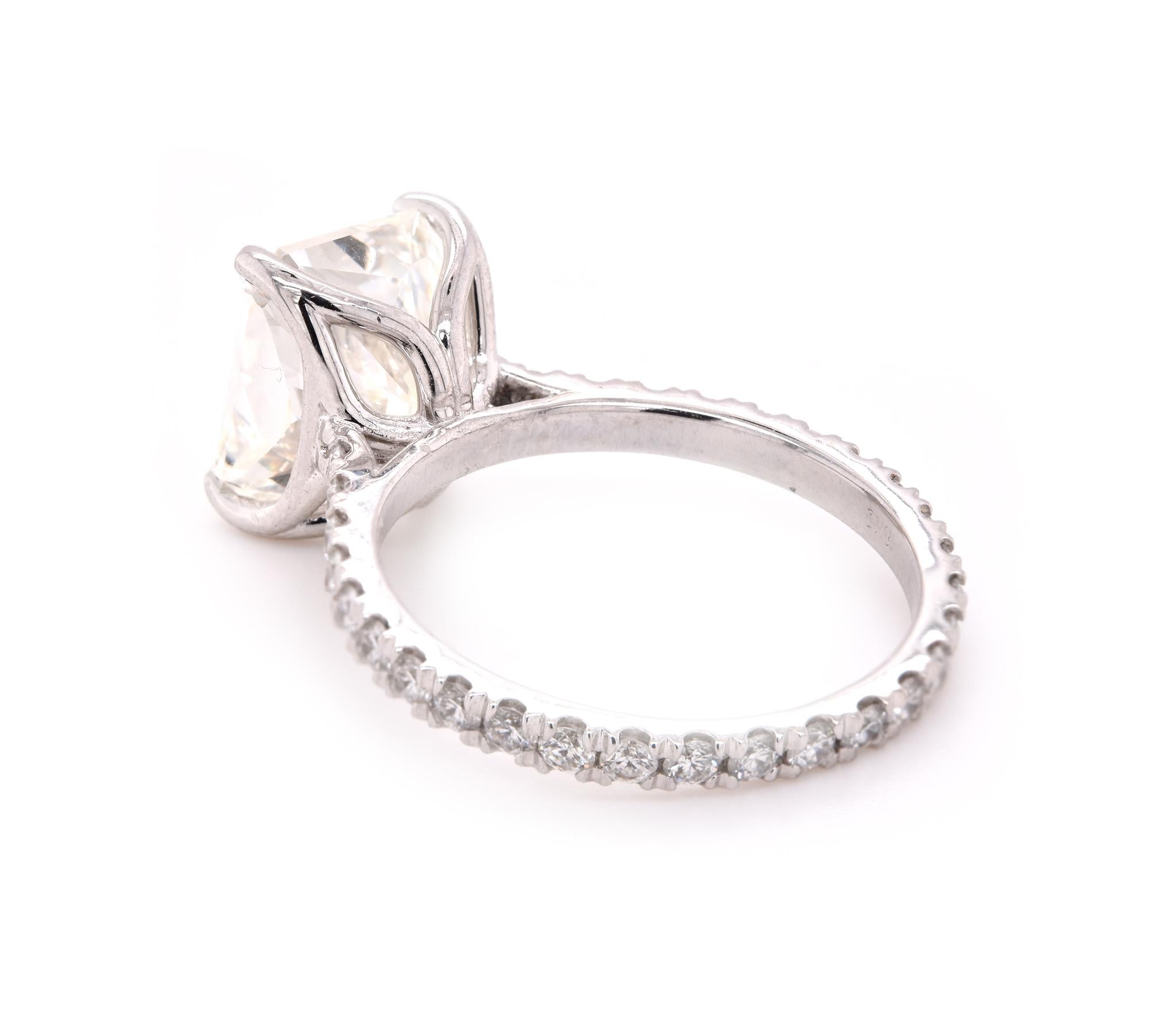 Radiant Cut 18 Karat White Gold Radiant Diamond Engagement Ring