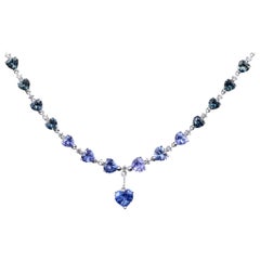 18 Karat White Gold Rainbow Heart Sapphire Necklace