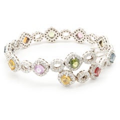 Armband aus 18 Karat Weißgold mit Regenbogen-Saphir und Diamant