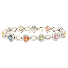 Armband aus 18 Karat Weißgold mit Regenbogen-Saphir und Diamant