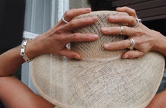 18 Karat White Gold Rat Tail Slim Band Stack Ring