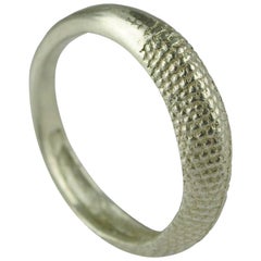 18 Karat White Gold Rat Tail Slim Band Stack Ring