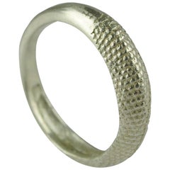 18 Karat White Gold Rat Tail Slim Band Stack Ring 