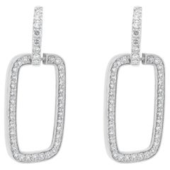 18 Karat White Gold Rectangular Diamond Door Knocker Earrings