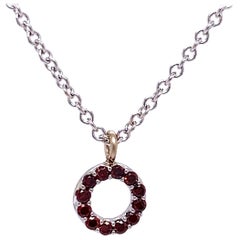 18 Karat White Gold Red Diamond Circle Necklace