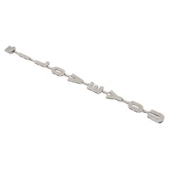 Bracelet en or blanc 18 carats avec breloque en diamant naturel I LOVE YOU Retro