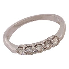 18 Karat White Gold Ring Engagement Anniversary Band with Five Diamonds