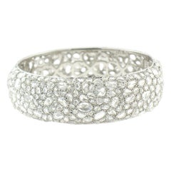 18 Karat White Gold Rose Cut Diamond Bangle