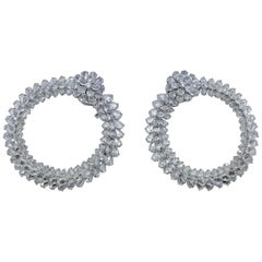 Rarever 18K White Gold Rose Cut Diamond Statement 21.20cts Earrings