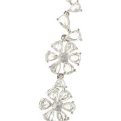 18 Karat White Gold Rose Cut Multi Shape Floral Diamond Collar Necklace