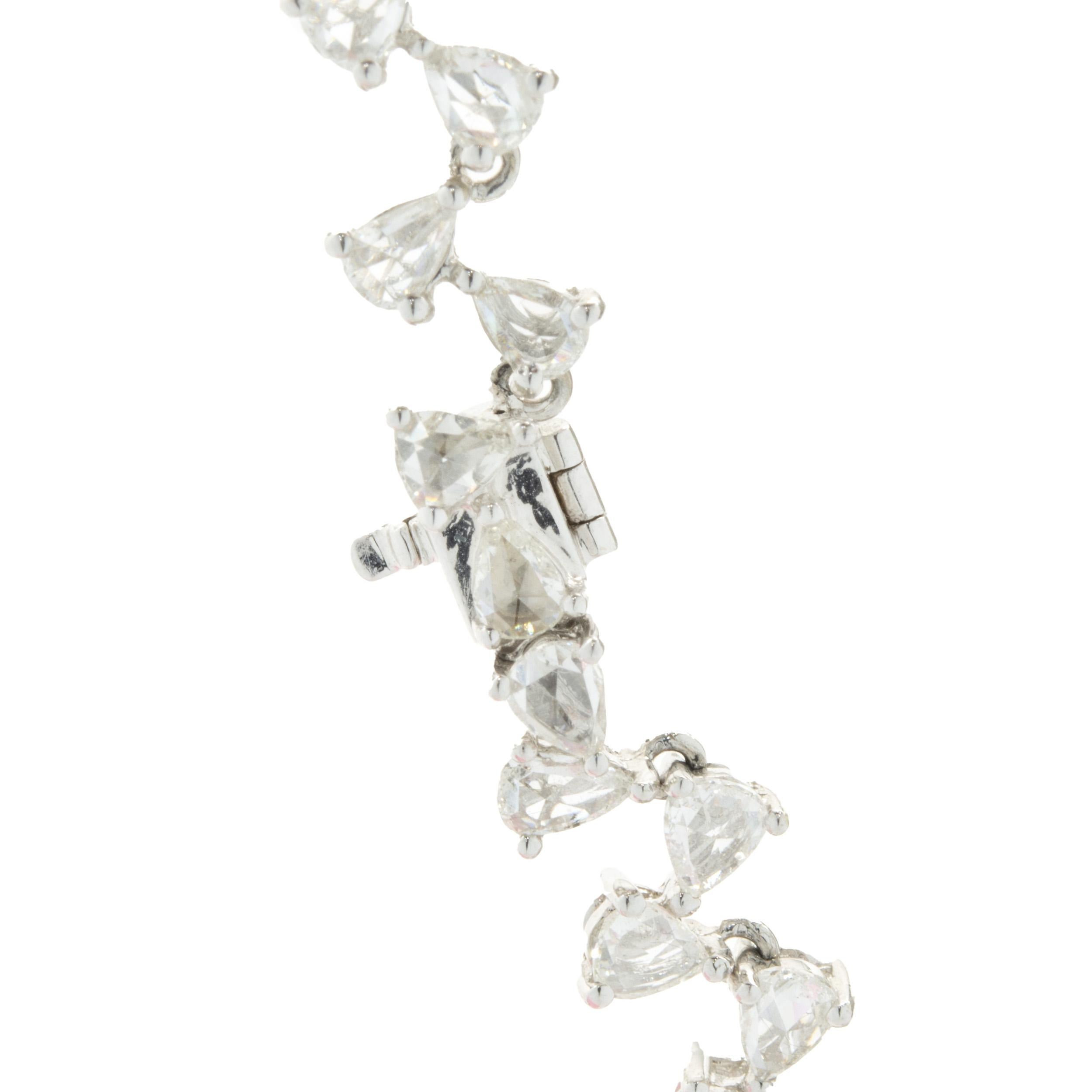 18 Karat White Gold Rose Cut Multi Shape Floral Diamond Collar Necklace In Excellent Condition For Sale In Scottsdale, AZ