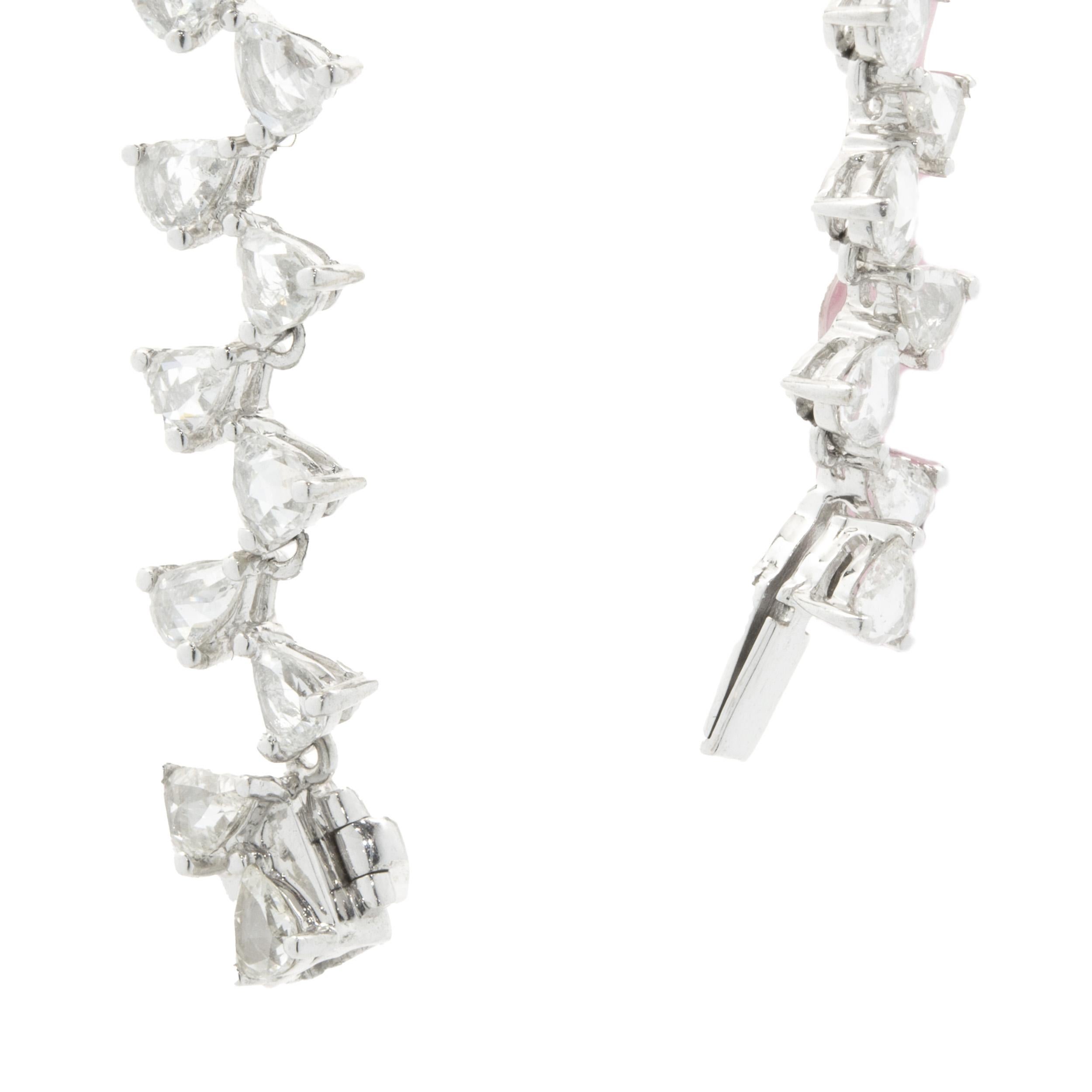 Women's 18 Karat White Gold Rose Cut Multi Shape Floral Diamond Collar Necklace For Sale