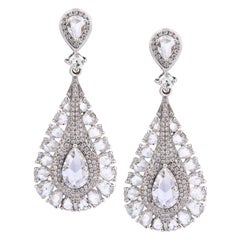 Rarever Rose Cut Pear Shape Diamond Drop 4.45cts Earrings