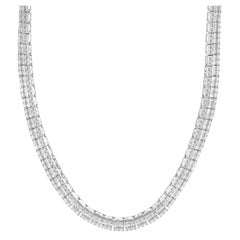 18 Karat White Gold Round and Baguette Cut Diamond Collar Necklace