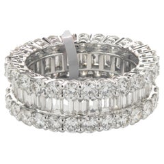 18 Karat White Gold Round and Baguette Diamond Eternity Band