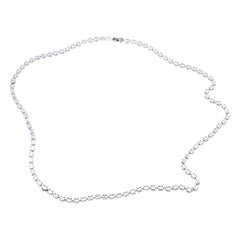 18 Karat White Gold Round and Baguette Diamond Link Necklace