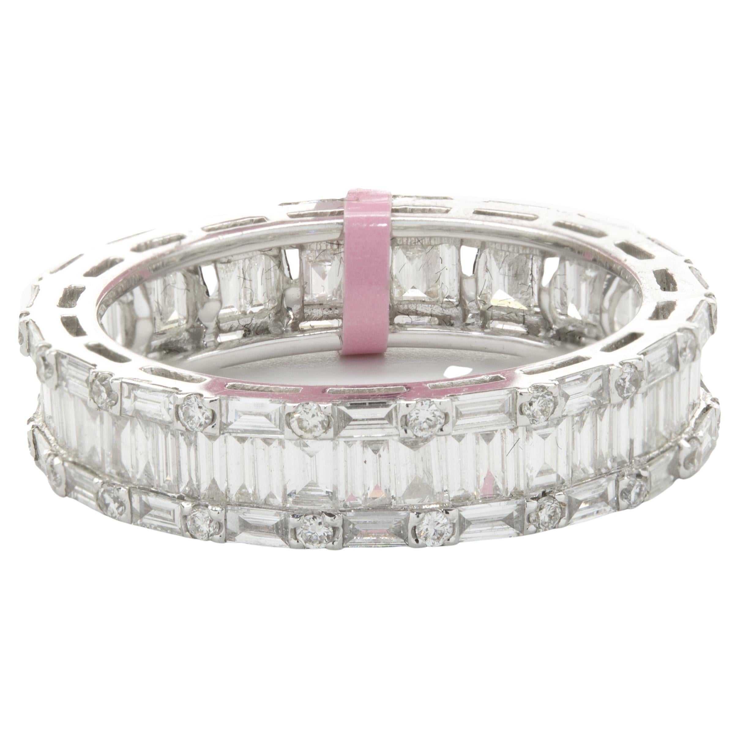 18 Karat White Gold Round and Baguette Diamond Eternity Band For Sale ...