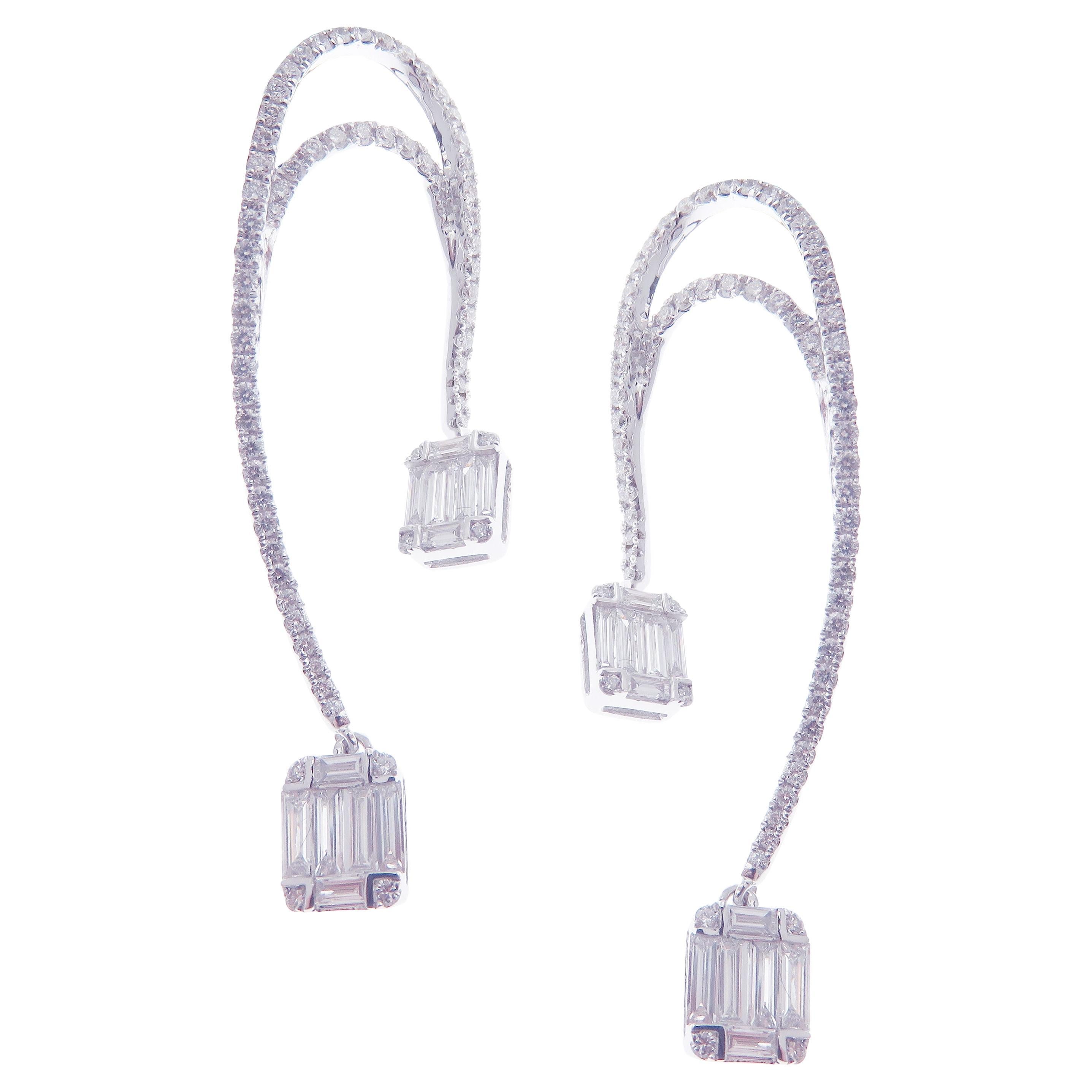 Old Cut Diamonds and 18 Karat White Gold Refines Earrings by Marion ...