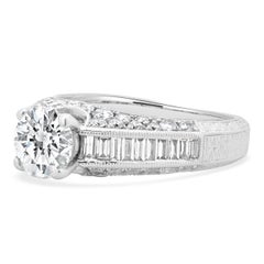 18 Karat White Gold Round Brilliant Cut Diamond Engagement Ring