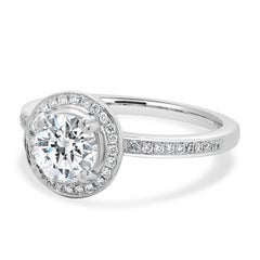 18 Karat White Gold Round Brilliant Cut Diamond Engagement Ring
