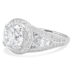 18 Karat White Gold Round Brilliant Cut Diamond Engagement Ring