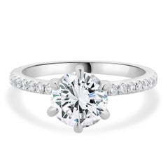 18 Karat White Gold Round Brilliant Cut Diamond Engagement Ring