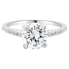 18 Karat White Gold Round Brilliant Cut Diamond Engagement Ring