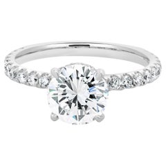 18 Karat White Gold Round Brilliant Cut Diamond Engagement Ring