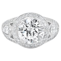 Anello di fidanzamento con diamante taglio brillante rotondo in oro bianco 18 carati