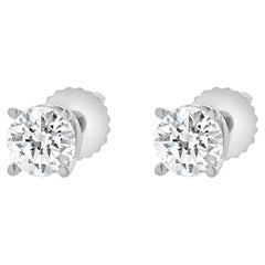 18 Karat White Gold Round Brilliant Cut Diamond Stud Earrings