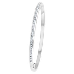 18 Karat White Gold Round Brilliant Cut Diamonds Bangle Bracelet Channel Setting