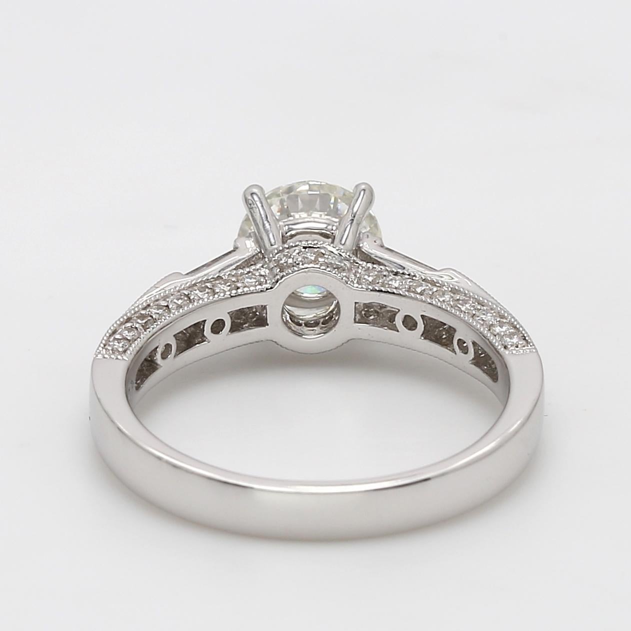 18 Karat White Gold Round Brilliant Diamond Cut, Engagement Ring EGL Certified In New Condition For Sale In New York, NY