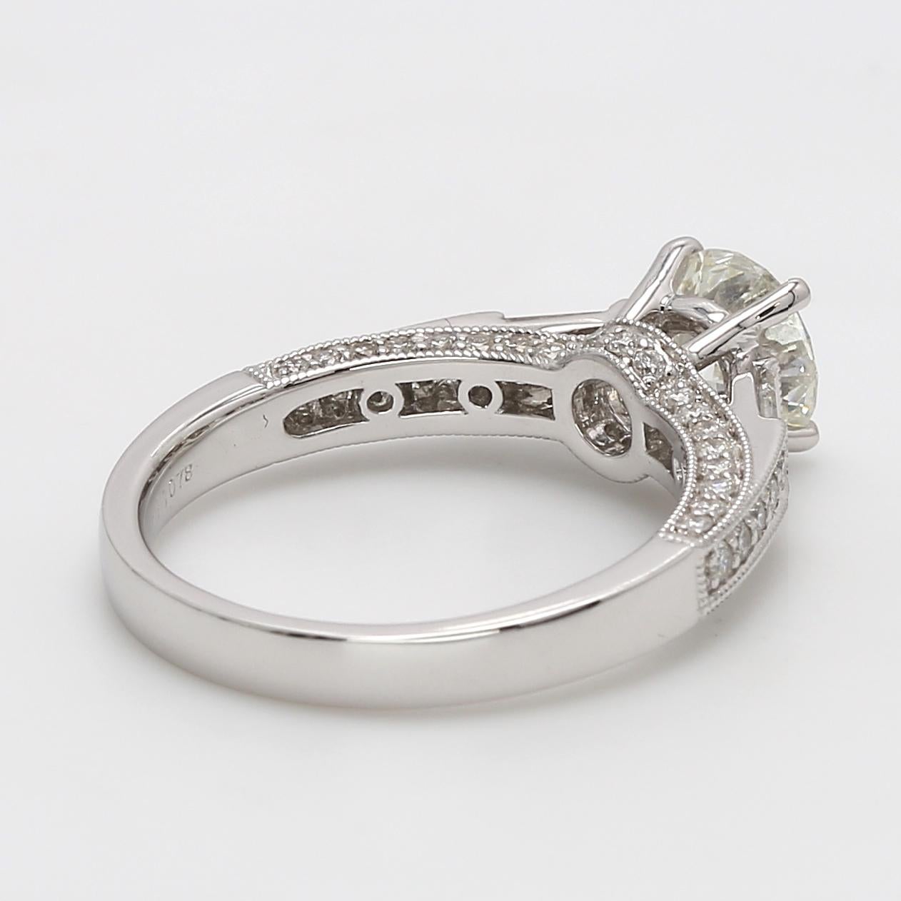 Women's 18 Karat White Gold Round Brilliant Diamond Cut, Engagement Ring EGL Certified For Sale
