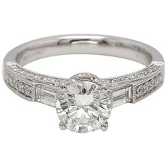18 Karat White Gold Round Brilliant Diamond Cut, Engagement Ring EGL Certified